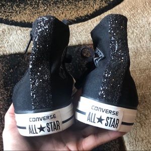 Black sparkly converse sneakers